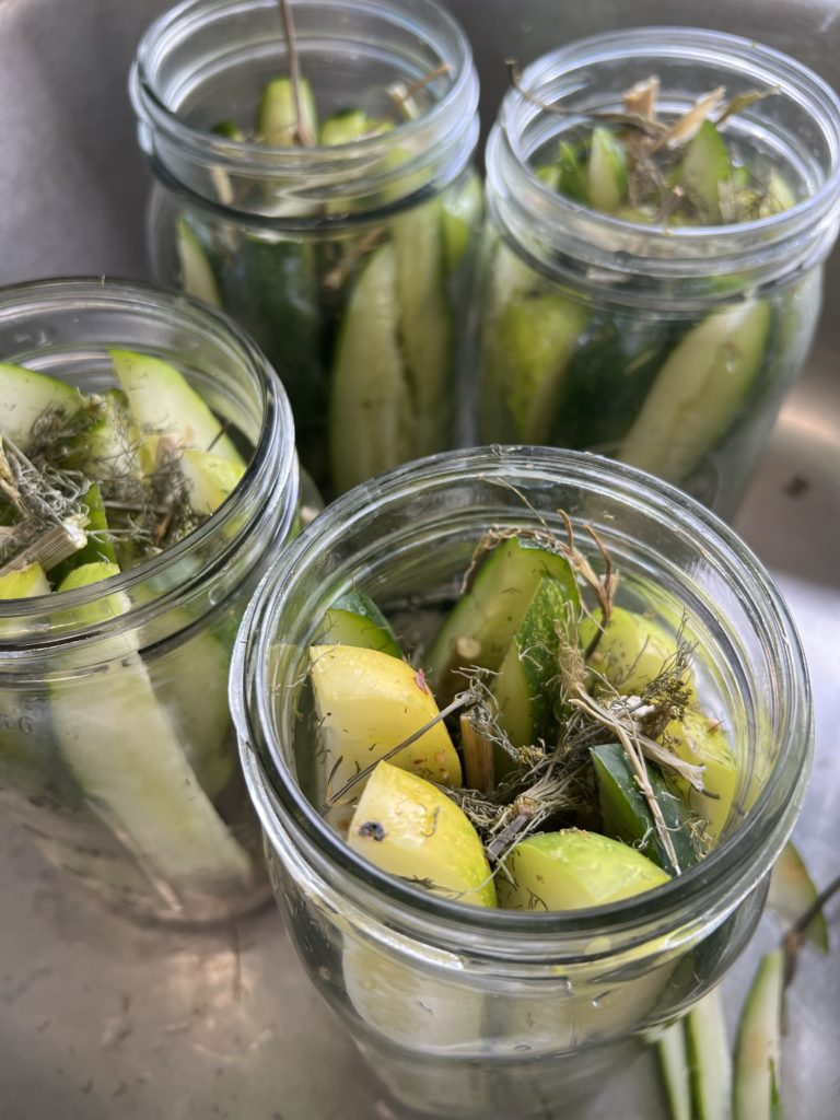 pickles being prepared for the recipe